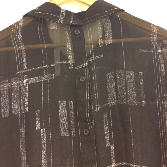 Sheer black and white plaid top - Picture 3 of 3