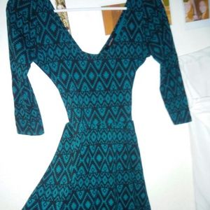 Teal tribal print dress