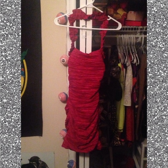 Red halter dress