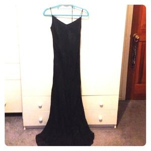 BCBG black on black floral printed backless dress