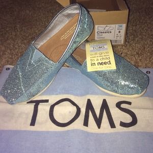 BRAND NEW blue glitter Toms