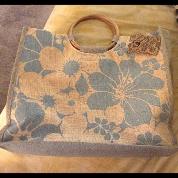 Blue canvas tote bag
