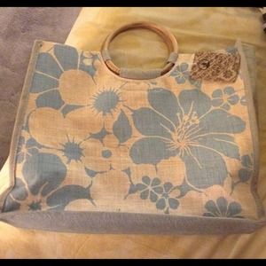 Blue canvas tote bag