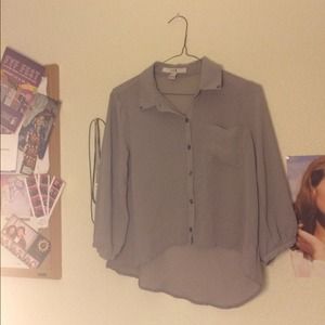 Grey Sheer Button-Up
