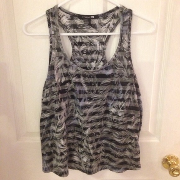 Forever21 Stripped Feather Tank - Picture 1 of 2