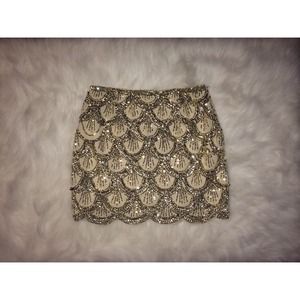 Sequin Gold Scallop Skirt (New Without Tags)