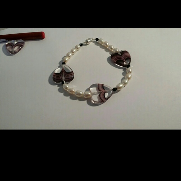 Amythest bracelet with real pearl