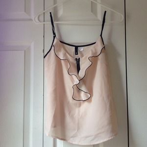 Blush chiffon ruffle tank