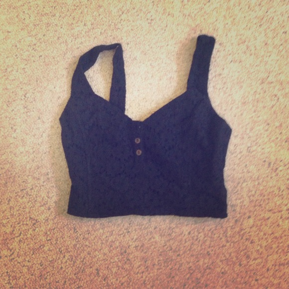 Urban outfitters black lace crop top