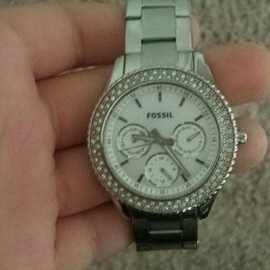 Silver Fossil Watch