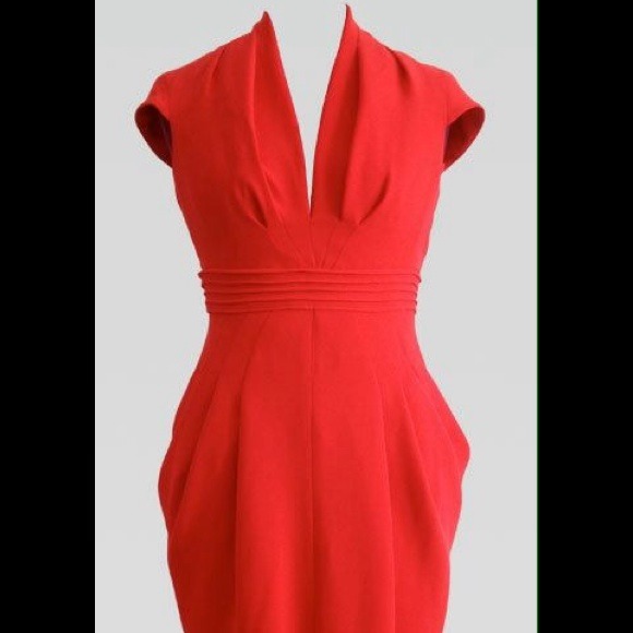 Deep V-neckline Cap Sleeve Draped Sheath Dress - Picture 1 of 1