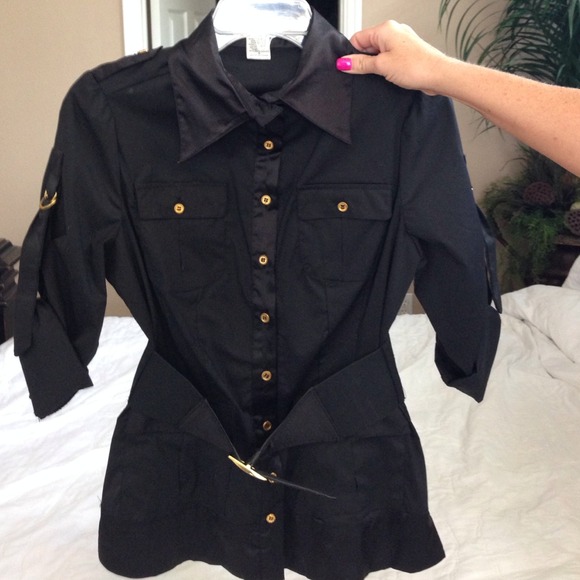 NWOT Black Hot & Delicious Military Style Top