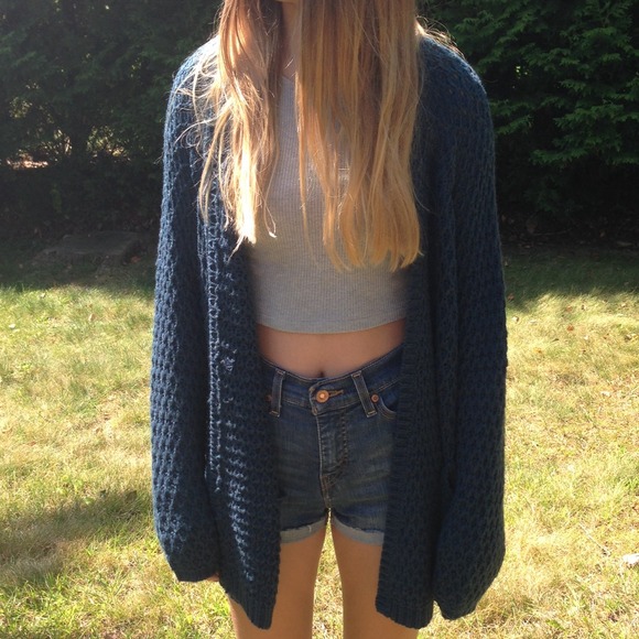 Teal Knit Forever 21 Sweater w/ Pockets