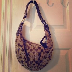 Coach purse brown & tan stitching