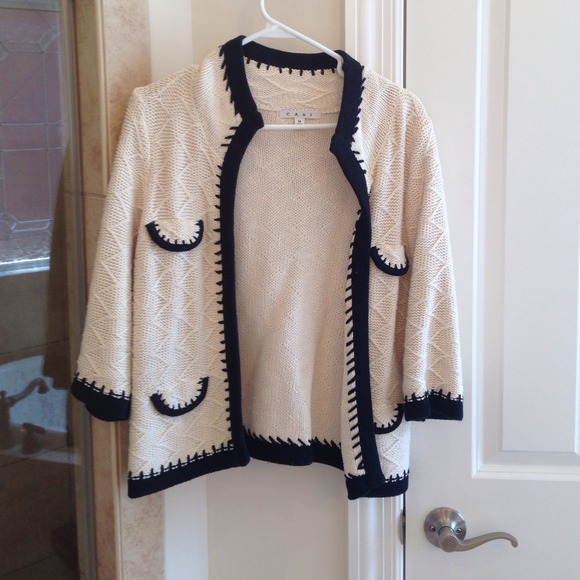 Cabi cream and black sweater cardi