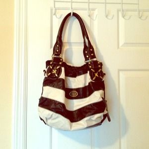 D&G handbag black, creme, & bronze gold