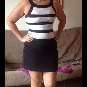 Cute 2pc bundle! B&W Dress and Ruffle Ankle Boots