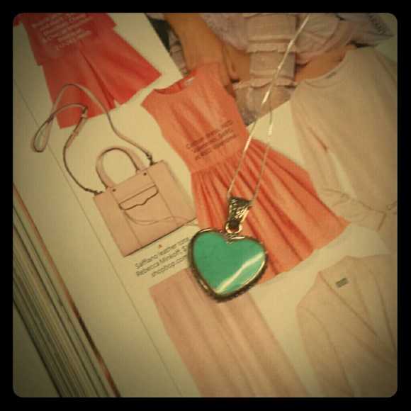 Sterling silver and turquoise heart necklace. New.