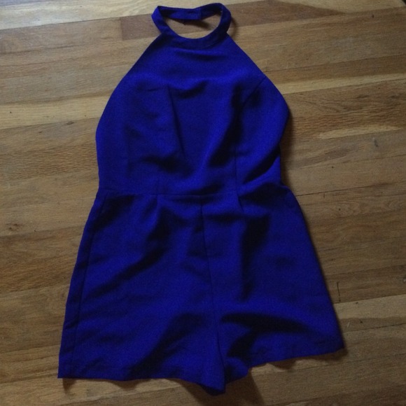 Royal blue open back romper