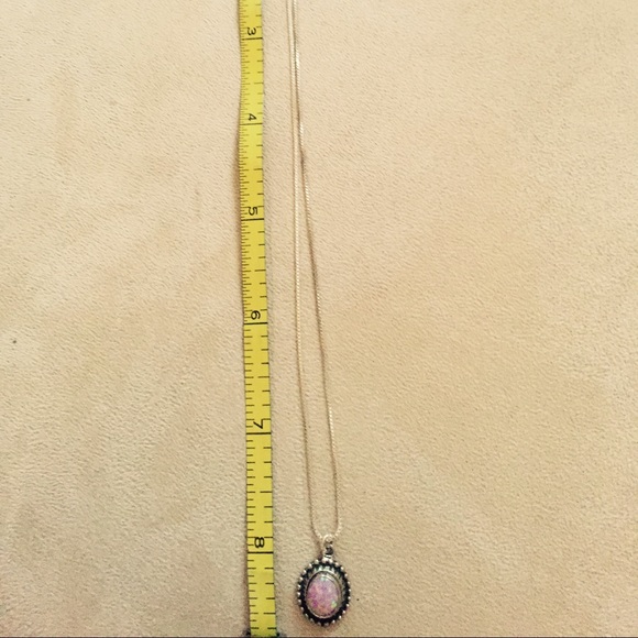 Pink Opal Round Charm with Silver Chain - Picture 4 of 4