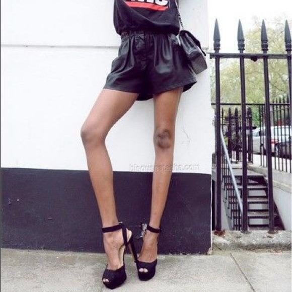 Zara High waisted Leather Shorts (L)