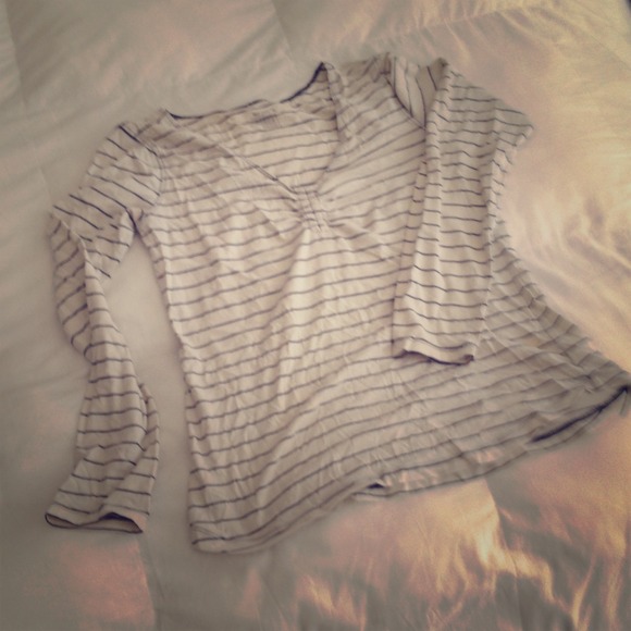 Old Navy Tops - White & Navy Striped Long Sleeve Top