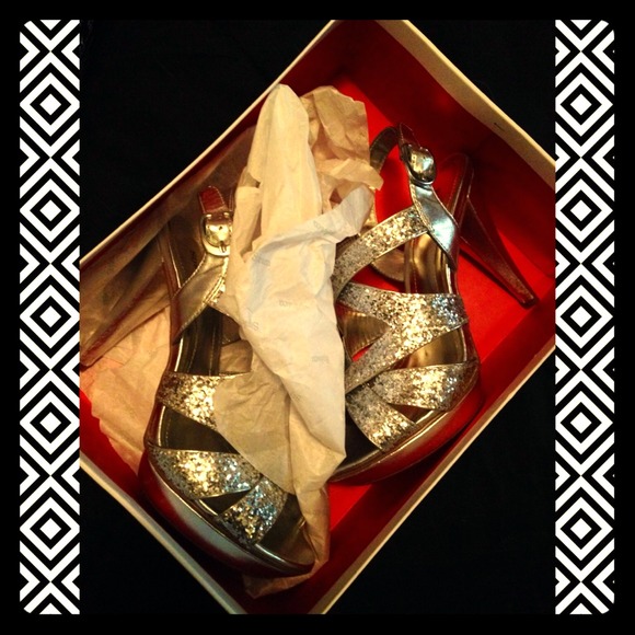 Silver glitter heels