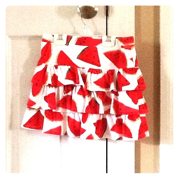 Ruffled watermelon skirt