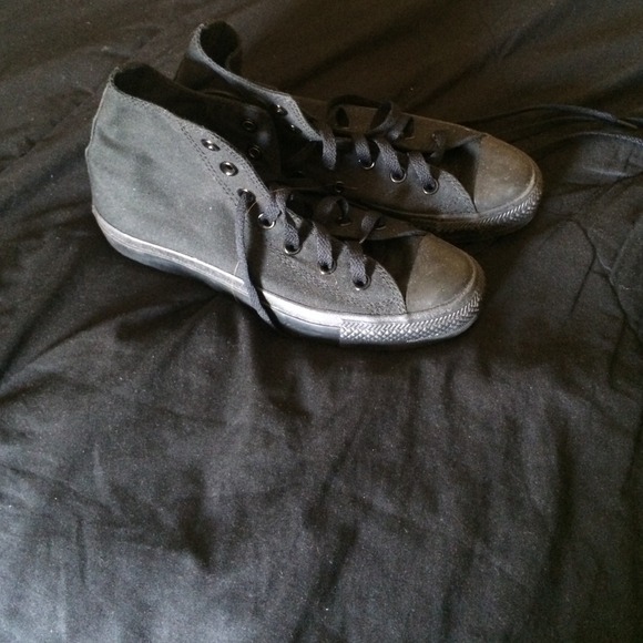 Black on black high top converse