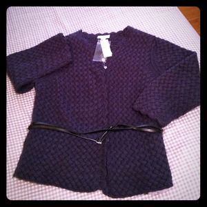 Super soft navy knit cardigan with belt
