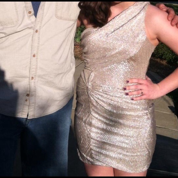 Love Reigns Metallic One Shoulder Dress