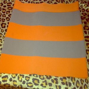 Papaya orange pencils skirt