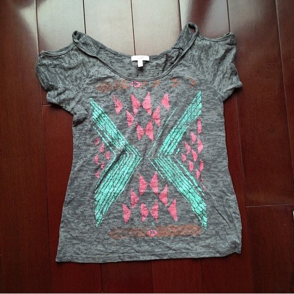 Delia's Aztec Shoulder Cut-out Tee