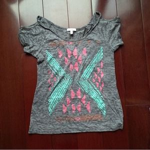 Delia's Aztec Shoulder Cut-out Tee