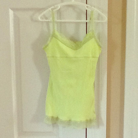 Green tank top with silver and green lace - Picture 1 of 3