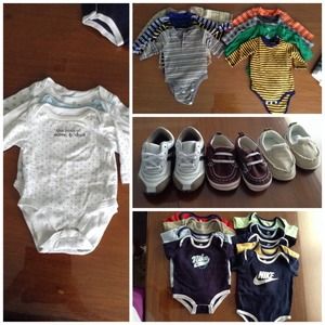 Baby boy onesies and shoes