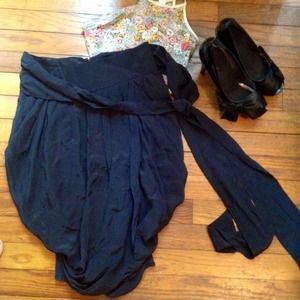 BCBG Black Silk Tulip Skirt