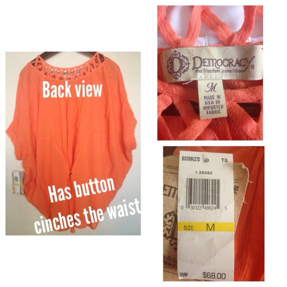 🆕💓Lovely Orange/Coral Flowy Boho Top!💓 - Picture 2 of 2