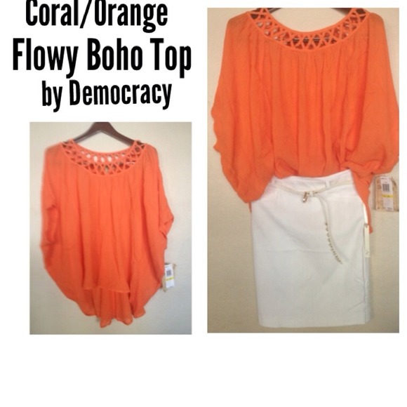 Tops - 🆕💓Lovely Orange/Coral Flowy Boho Top!💓