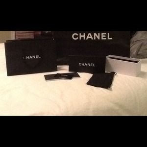 Chanel sunglasses box, felt bag, shopping bag