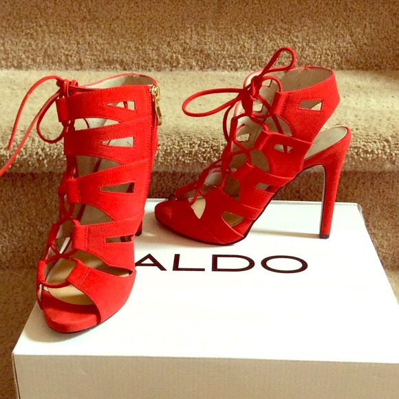 aldo red strappy heels