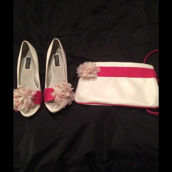 Dolce Pink and White Handbag with matching Heels