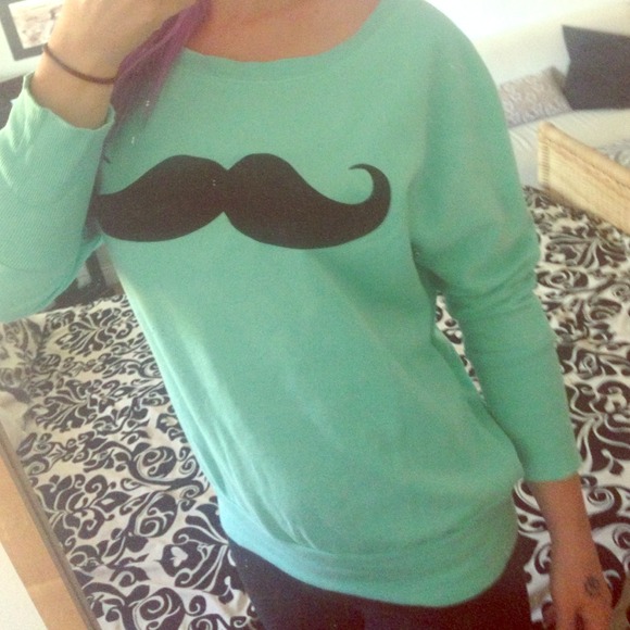 Mint mustache sweater
