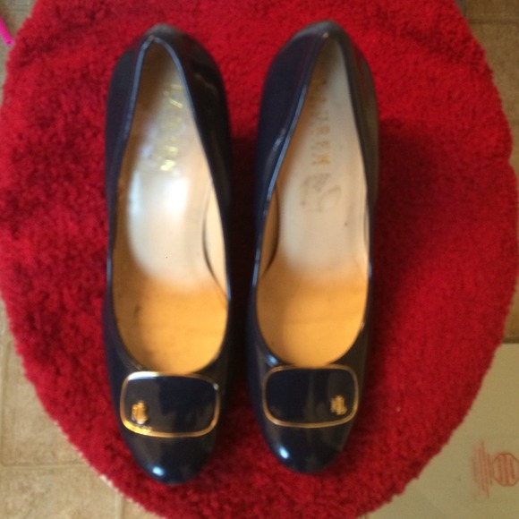 Lauren Ralph Lauren Navy Patent Wedges