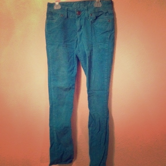 Bright blue corduroy skinny jeans!