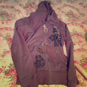 Free People Grey Embellished Hoodie