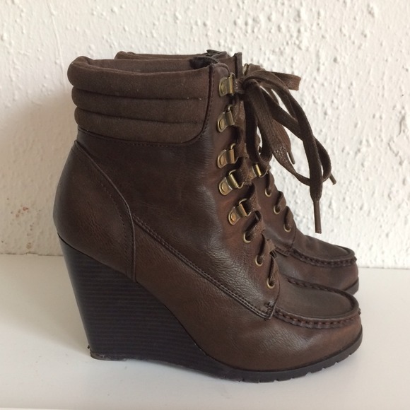 Forever 21 Shoes - Lace-Up Wedge Booties Forever 21 Shoes - Lace-Up Wedge Booties
