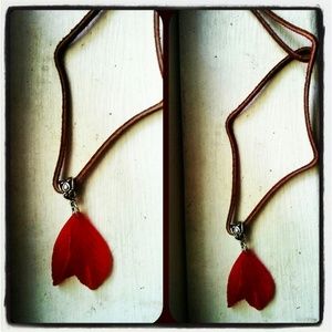 Red leaf talisman necklace