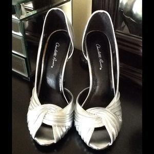 Silver peep toe