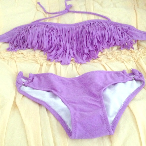 Medium purple fringe bikini